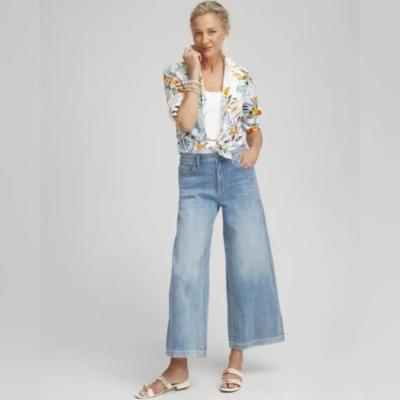 Chico's Island Oranges Tile Button Down Shirt 6 - Picture 4 of 16